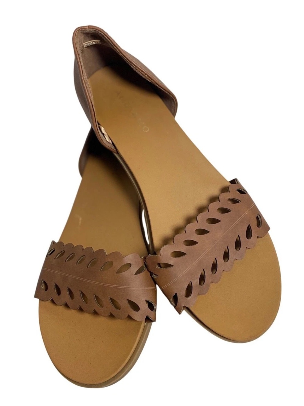 (NEW) DSW Women's Tan Cutout Slide Sandals